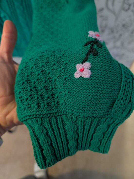 Monsoon Embroidered Green Cardigan | Size Large | Floral Detail | Cottagecore - Picture 5 of 8